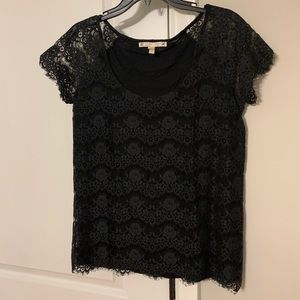 Designer black lace top